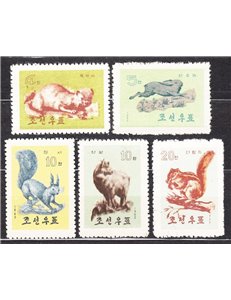 COREA DEL NORD 1962-63 Serie ordinaria, animali 5v MNH**