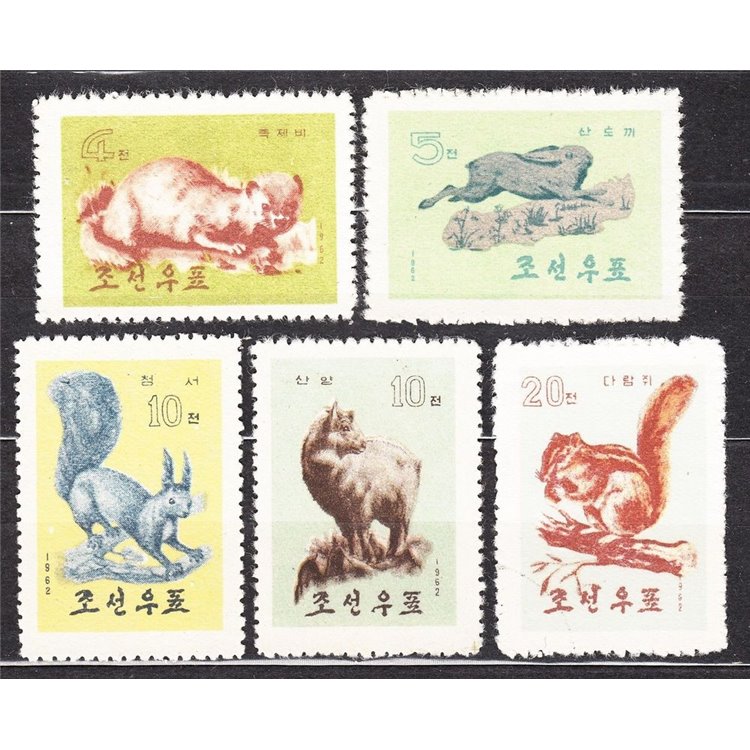 NORTH KOREA 1962-63 Ordinary set, animals 5v MNH**