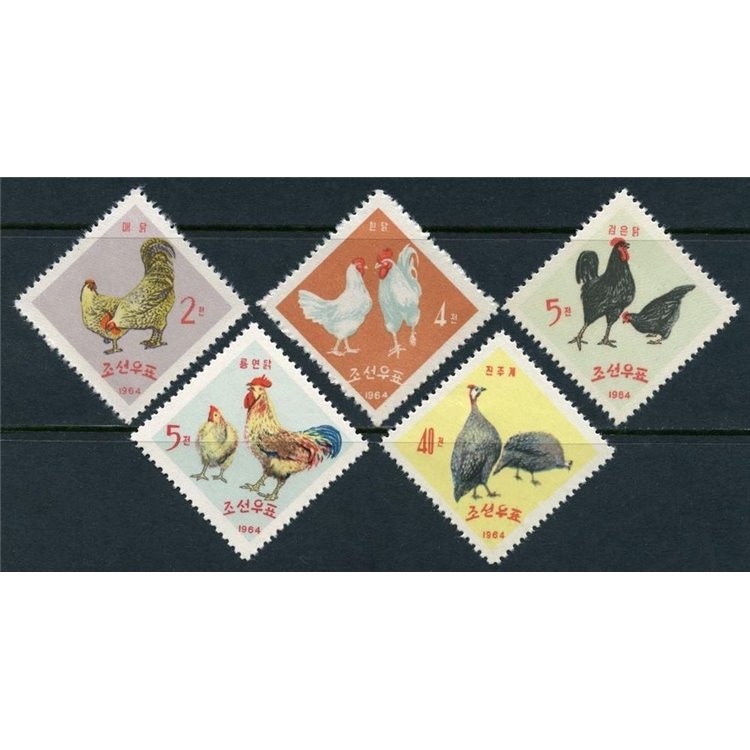 COREA DEL NORD 1964 Serie ordinaria, animali da cortile 5v MNH**
