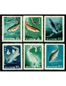 COREA DEL NORD 1965 Pesci 6v MNH**