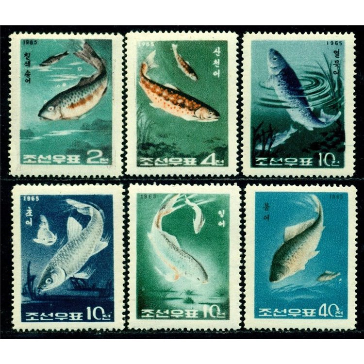 COREA DEL NORD 1965 Pesci 6v MNH**