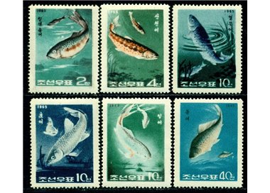 COREA DEL NORD 1965 Pesci 6v MNH**