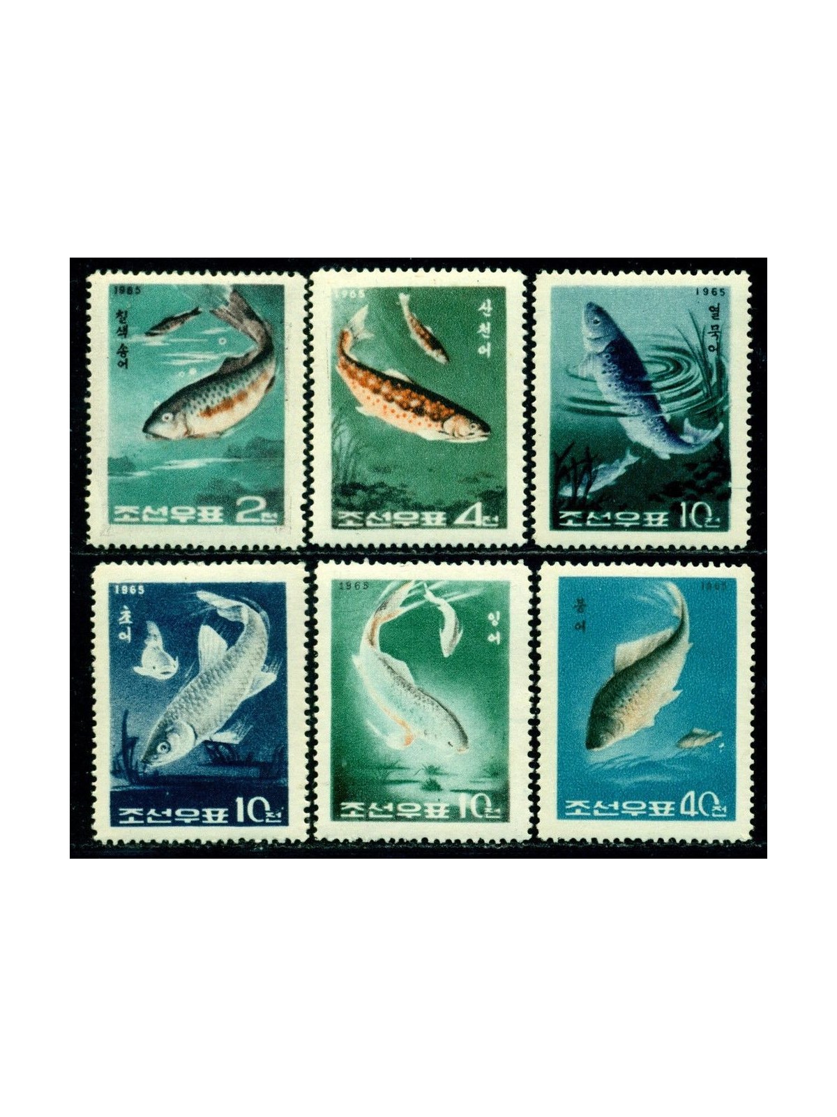 NORTH KOREA 1965 Fish 6v MNH**