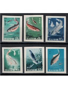 COREA DEL NORD 1965 Pesci 6v MNH**