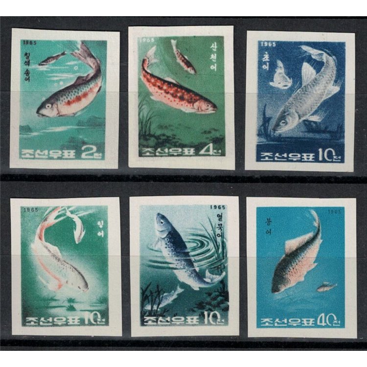 COREA DEL NORD 1965 Pesci 6v MNH**