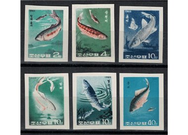 COREA DEL NORD 1965 Pesci 6v MNH**