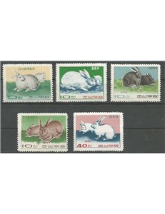 NORTH KOREA 1969 Rabbits 5v MNH**