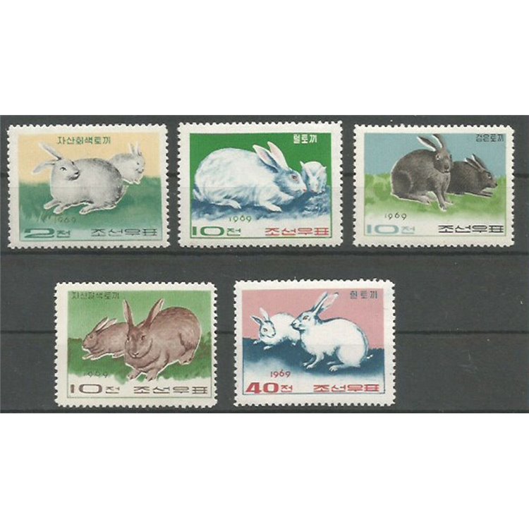 NORTH KOREA 1969 Rabbits 5v MNH**