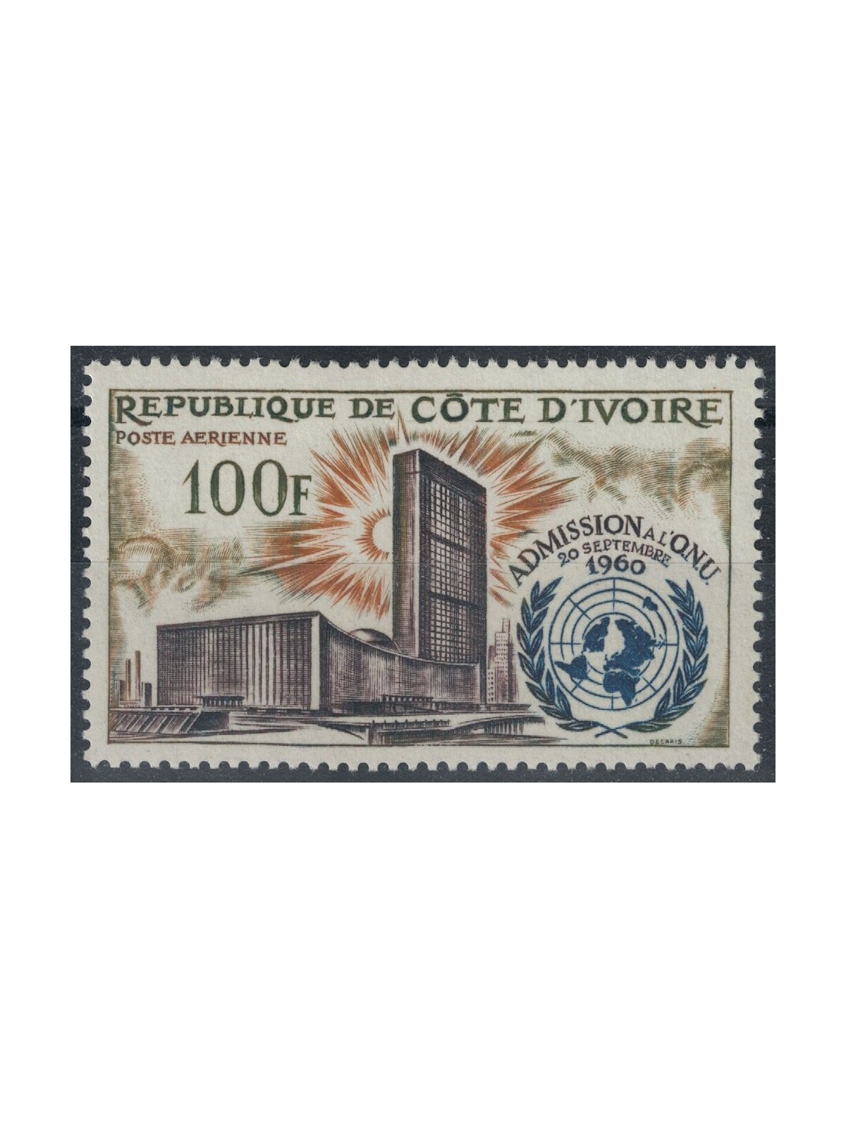COSTA D'AVORIO 1962 Ammissione ONU, posta aerea MNH**