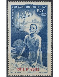 IVORY COAST 1942 Fortnight Imperial Airmail MNH**
