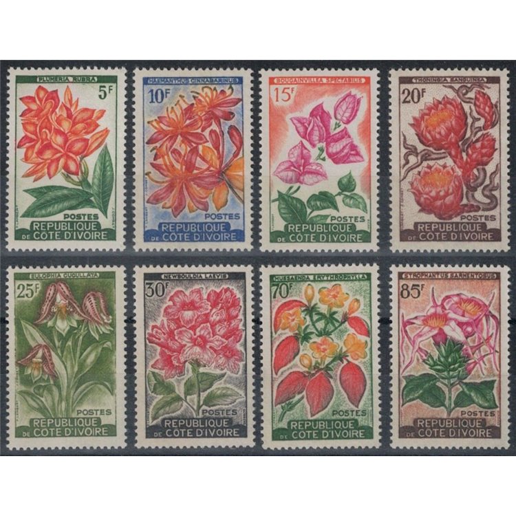 IVORY COAST 1961-62 Various flowers 8v MNH**