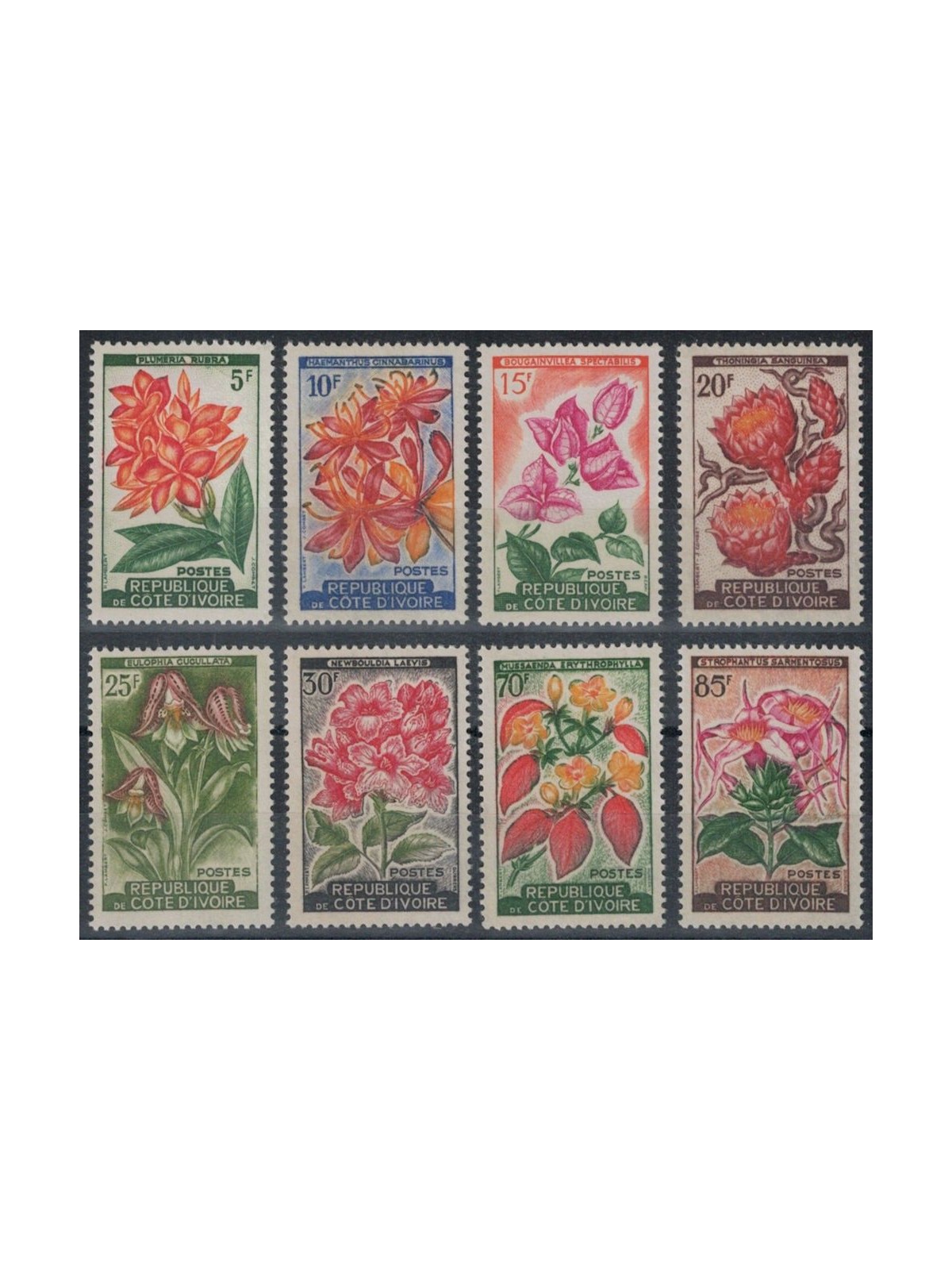 COSTA D'AVORIO 1961-62 Fiori diversi 8v MNH**