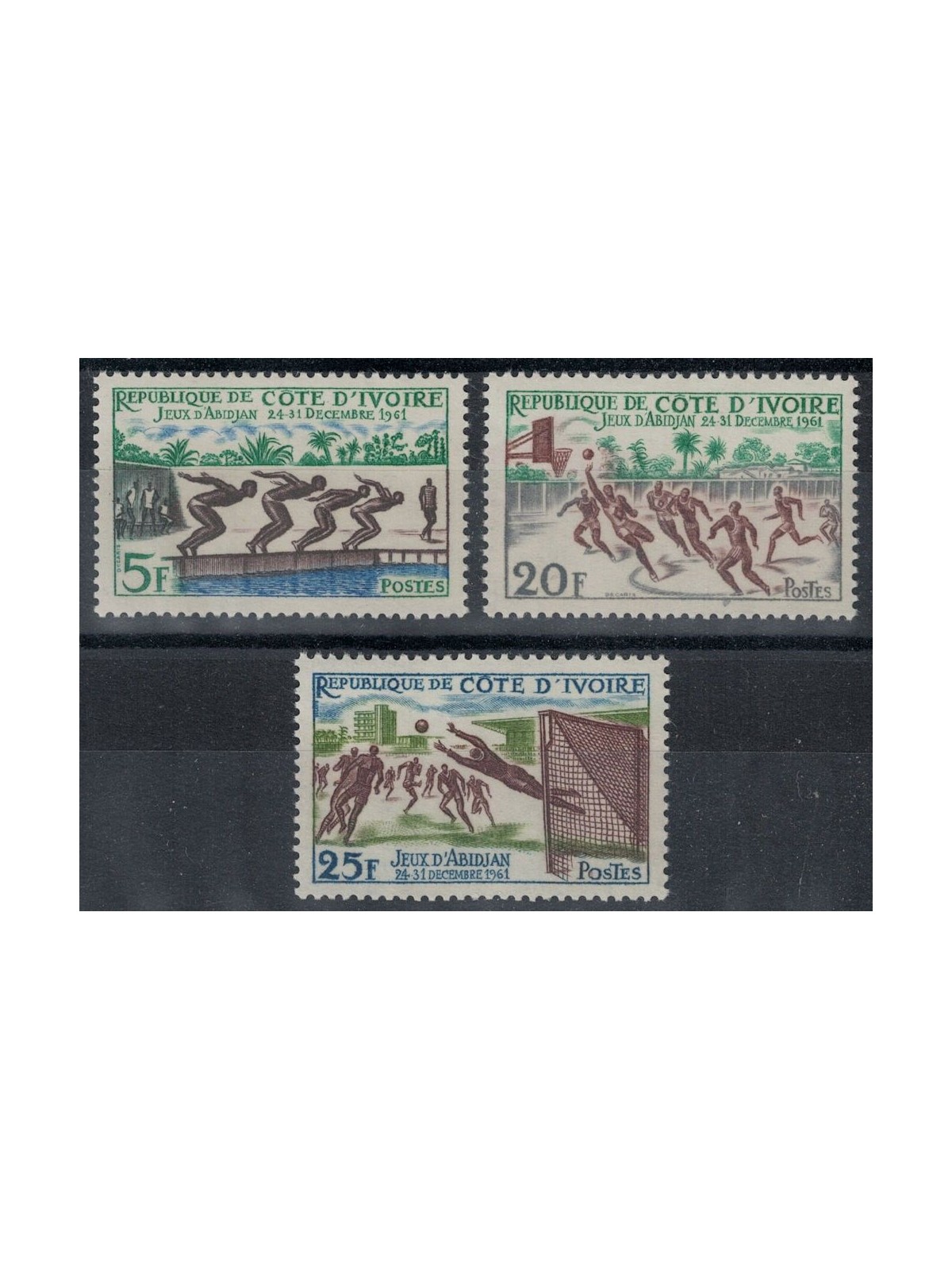 COSTA D'AVORIO 1961 Giochi di Abidjan 3v MNH**