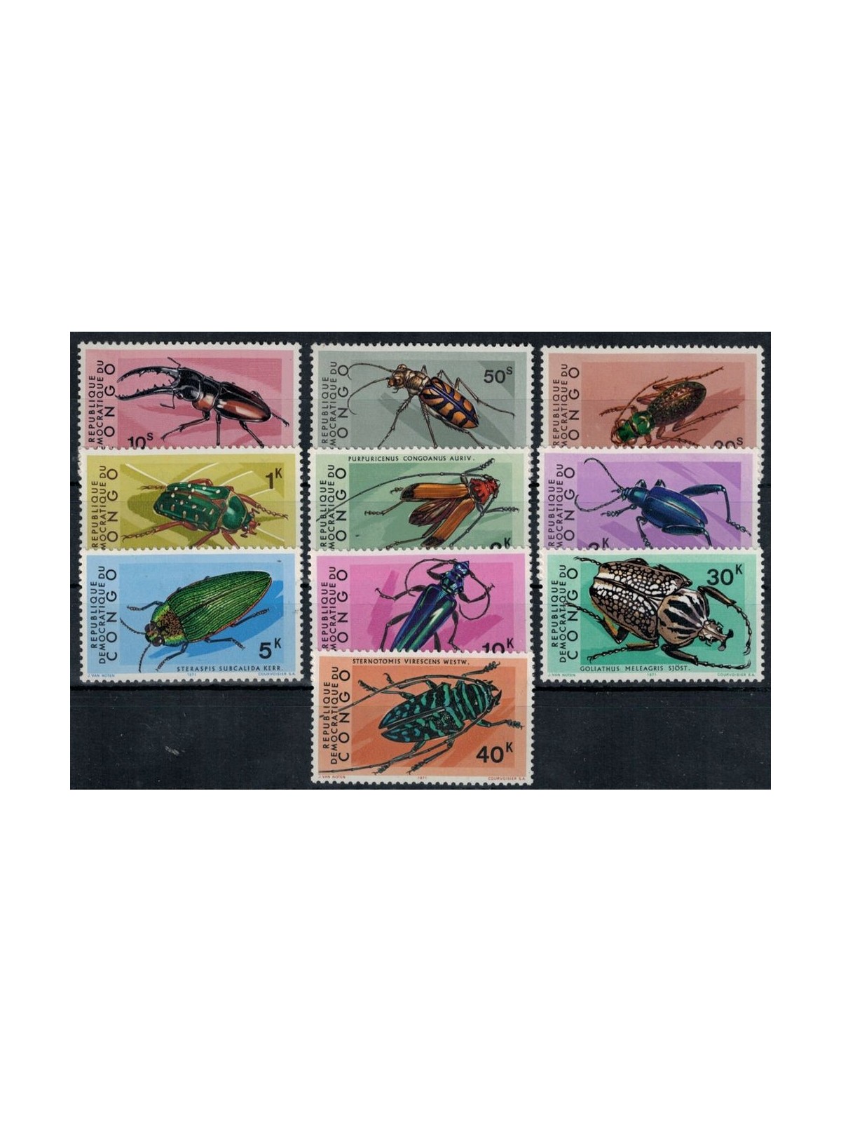 CONGO (KINSHASA) 1971 Fauna, insects 10v MNH**