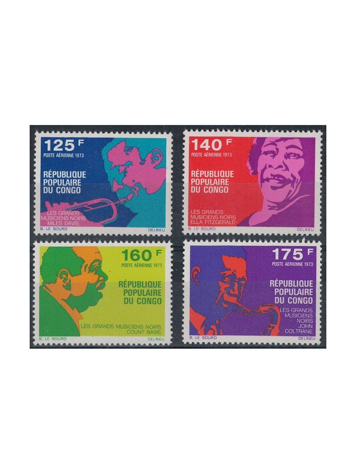 CONGO (BRAZZAVILLE) 1973 Grandi musicisti, posta aerea 4v MNH**