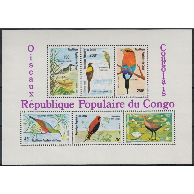 CONGO (BRAZZAVILLE) 1980 Fauna, birds s/s MNH**