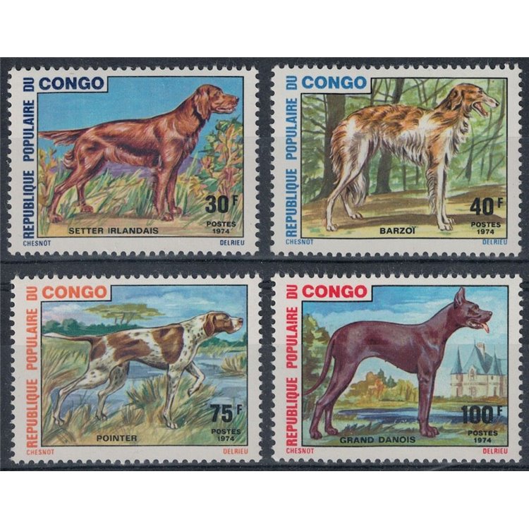 CONGO (BRAZZAVILLE) 1974 Dog Breeds 4v MNH**
