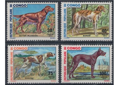 CONGO (BRAZZAVILLE) 1974 Razze di cani 4v MNH**