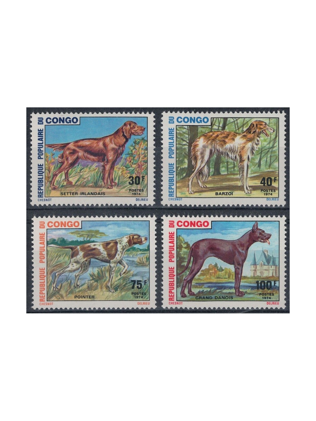 CONGO (BRAZZAVILLE) 1974 Dog Breeds 4v MNH**