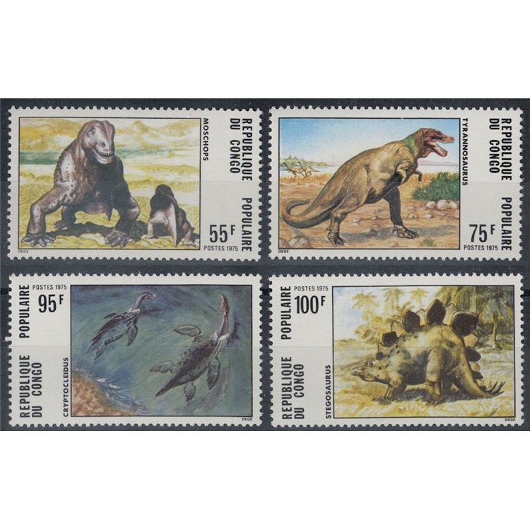 CONGO (BRAZZAVILLE) 1975 Prehistoric animals 4v MNH**