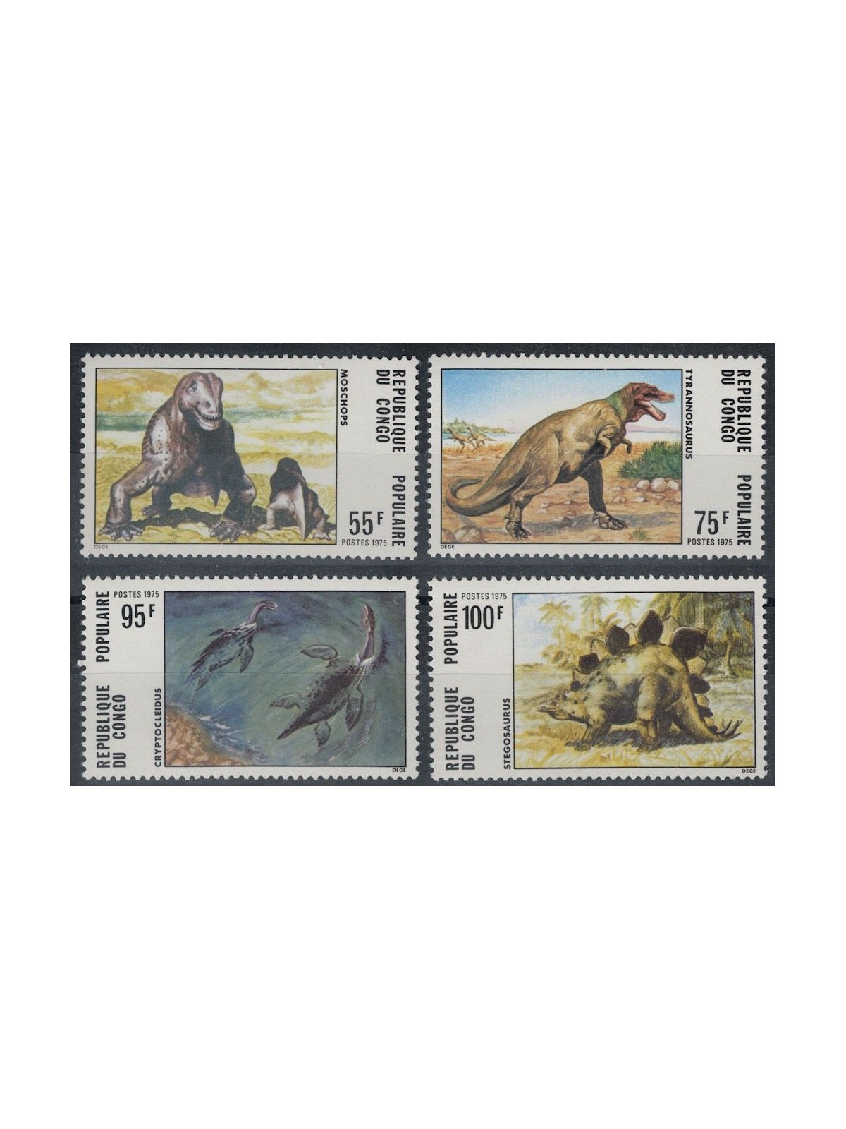 CONGO (BRAZZAVILLE) 1975 Prehistoric animals 4v MNH**