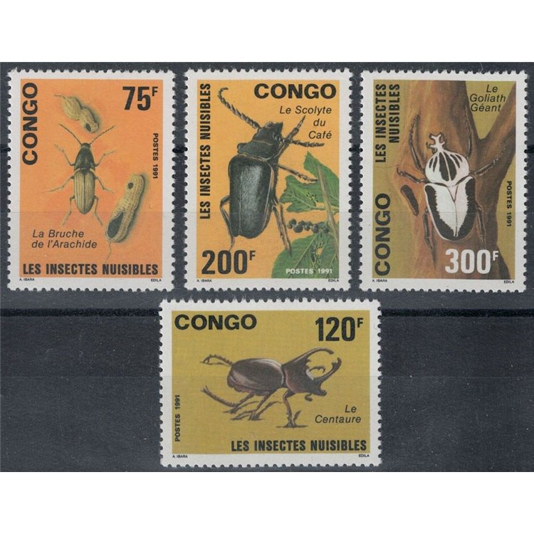 CONGO (BRAZZAVILLE) 1991 Fauna, insetti 4v MNH**