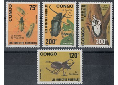 CONGO (BRAZZAVILLE) 1991 Fauna, insects 4v MNH**