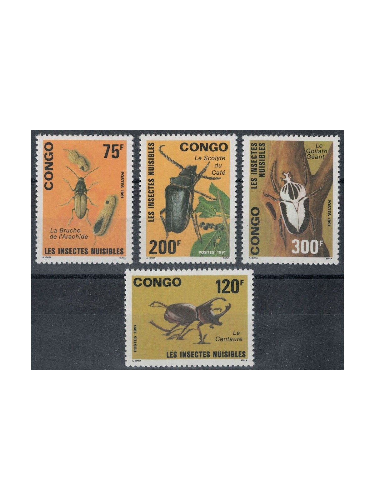 CONGO (BRAZZAVILLE) 1991 Fauna, insetti 4v MNH**