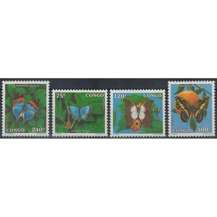 CONGO (BRAZZAVILLE) 1991 Fauna, farfalle 4v MNH**