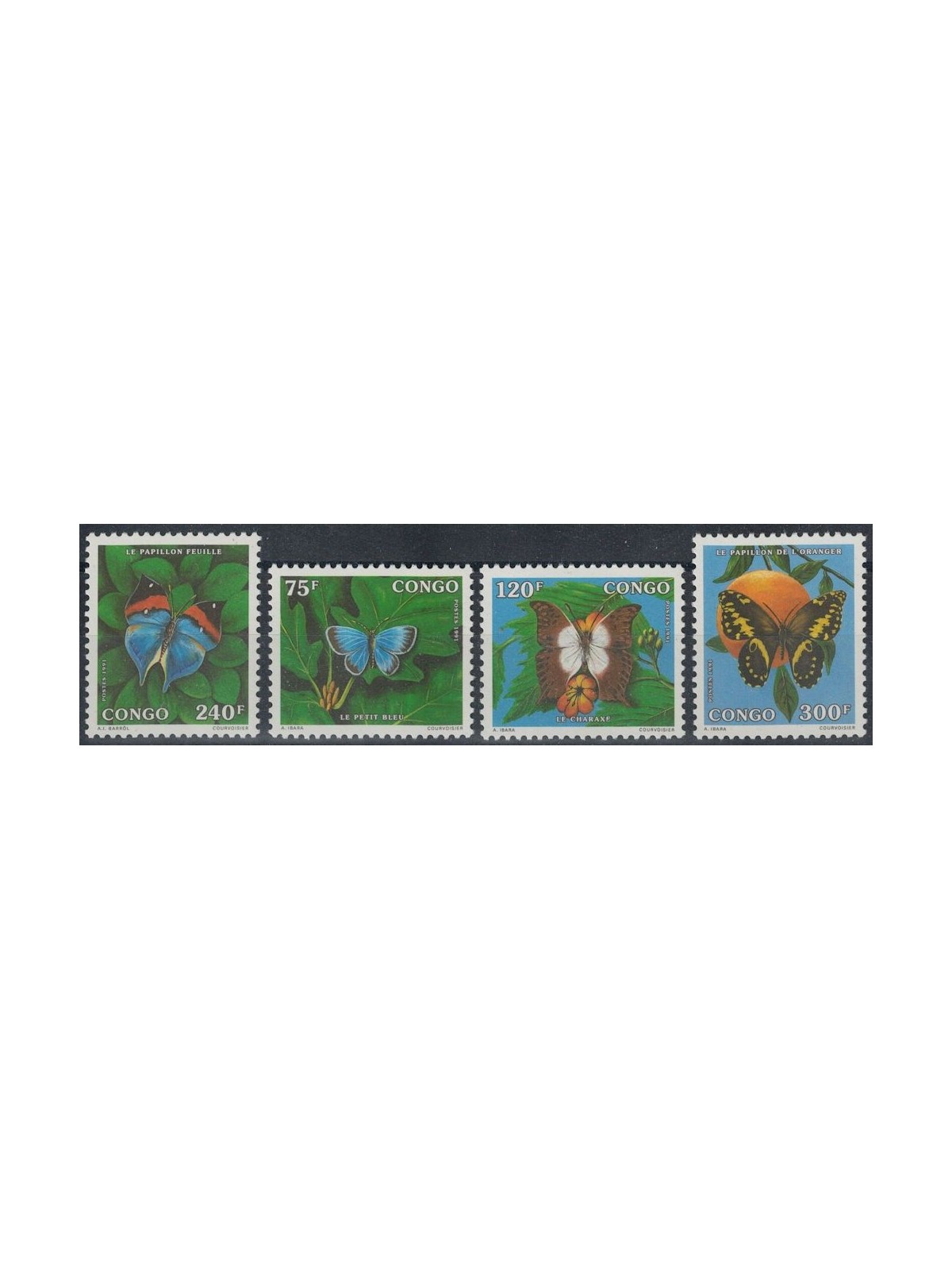 CONGO (BRAZZAVILLE) 1991 Fauna, butterflies 4v MNH**