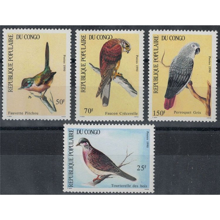CONGO (BRAZZAVILLE) 1990 Fauna, uccelli 4v MNH**