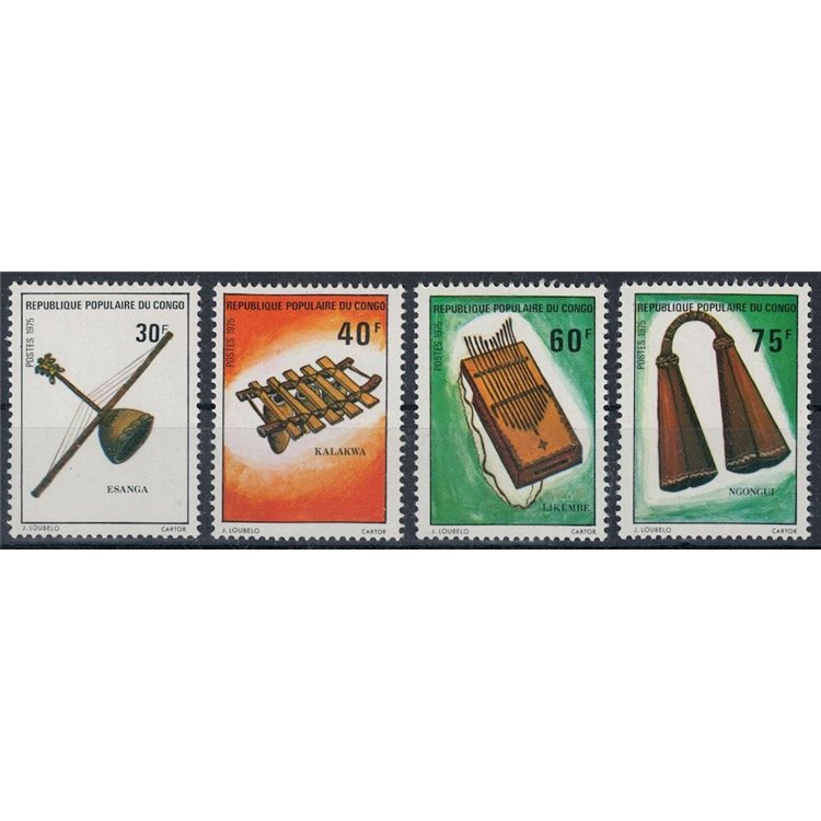 CONGO (BRAZZAVILLE) 1975 Strumenti musicali 4v MNH**