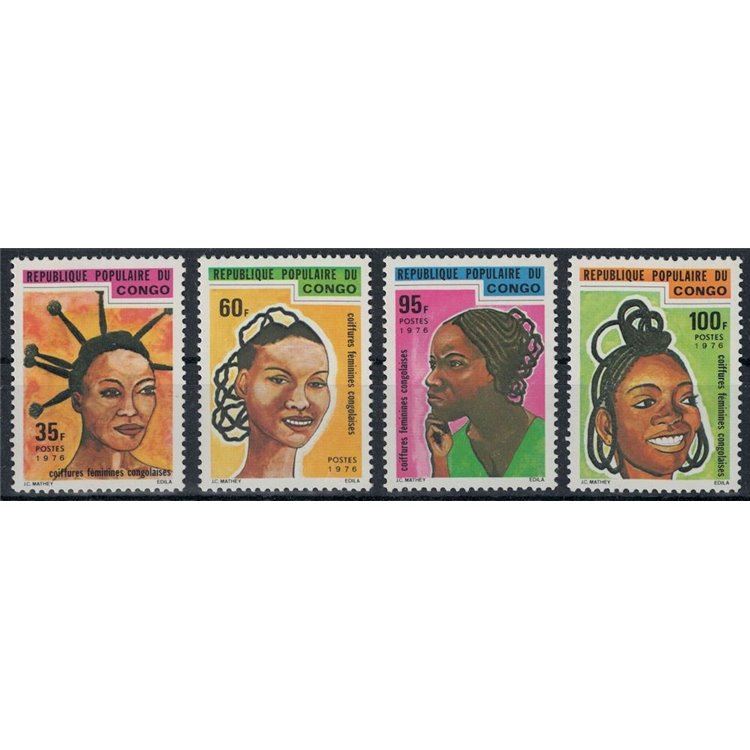 CONGO (BRAZZAVILLE) 1976 Congolese hairstyles 4v MNH**