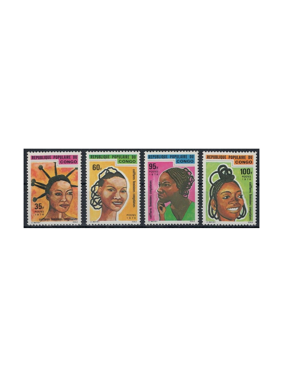 CONGO (BRAZZAVILLE) 1976 Congolese hairstyles 4v MNH**