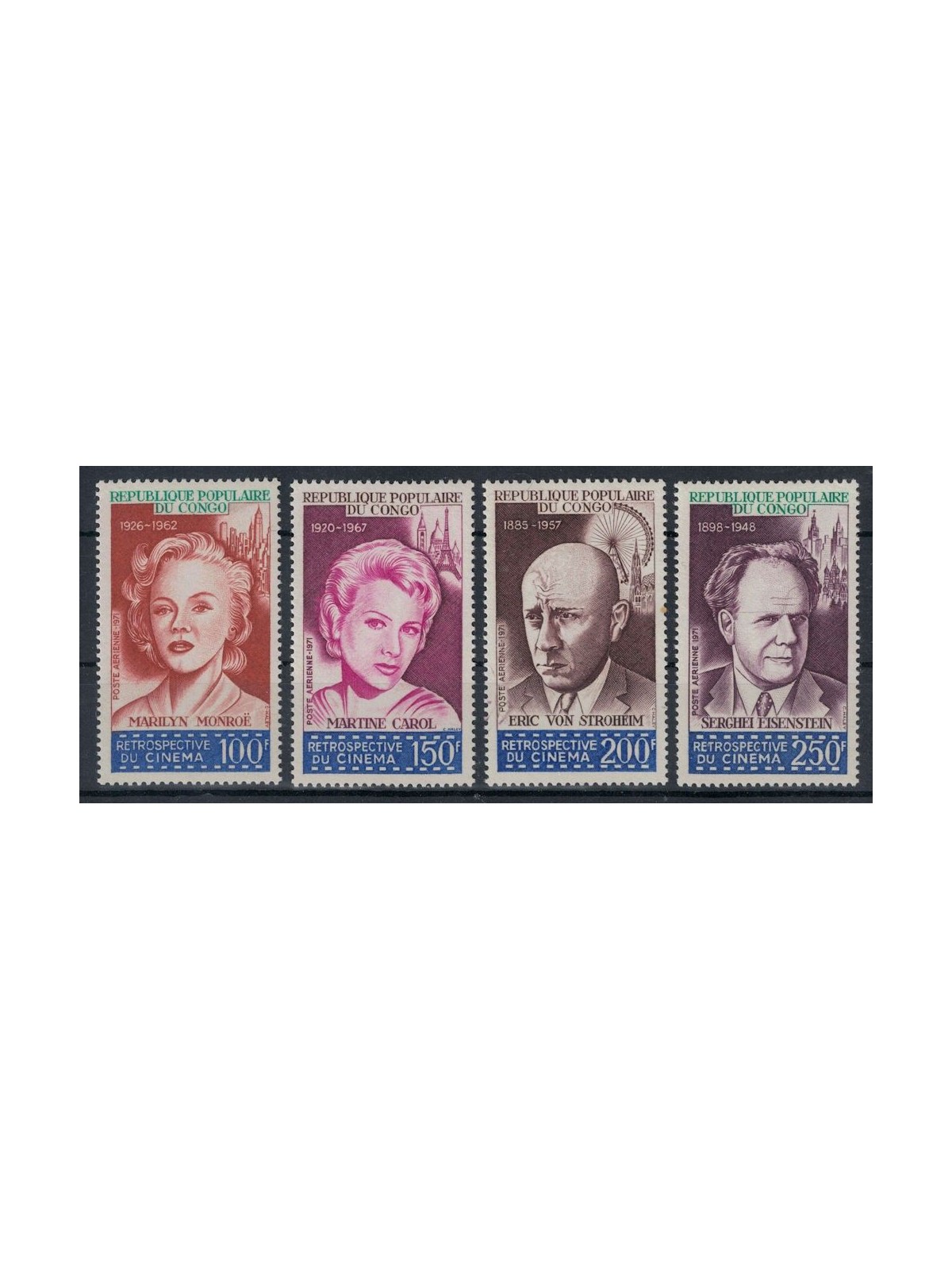 CONGO (BRAZZAVILLE) 1971 Cinema Retrospective 4v MNH**