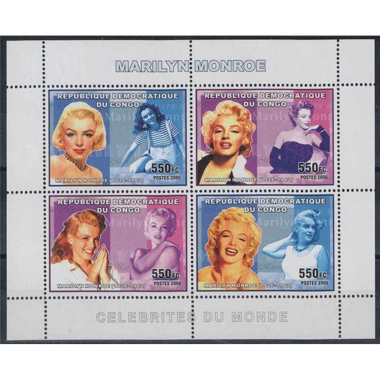 CONGO (KINSHASA) 2006 Marilyn Monroe 4v MNH**