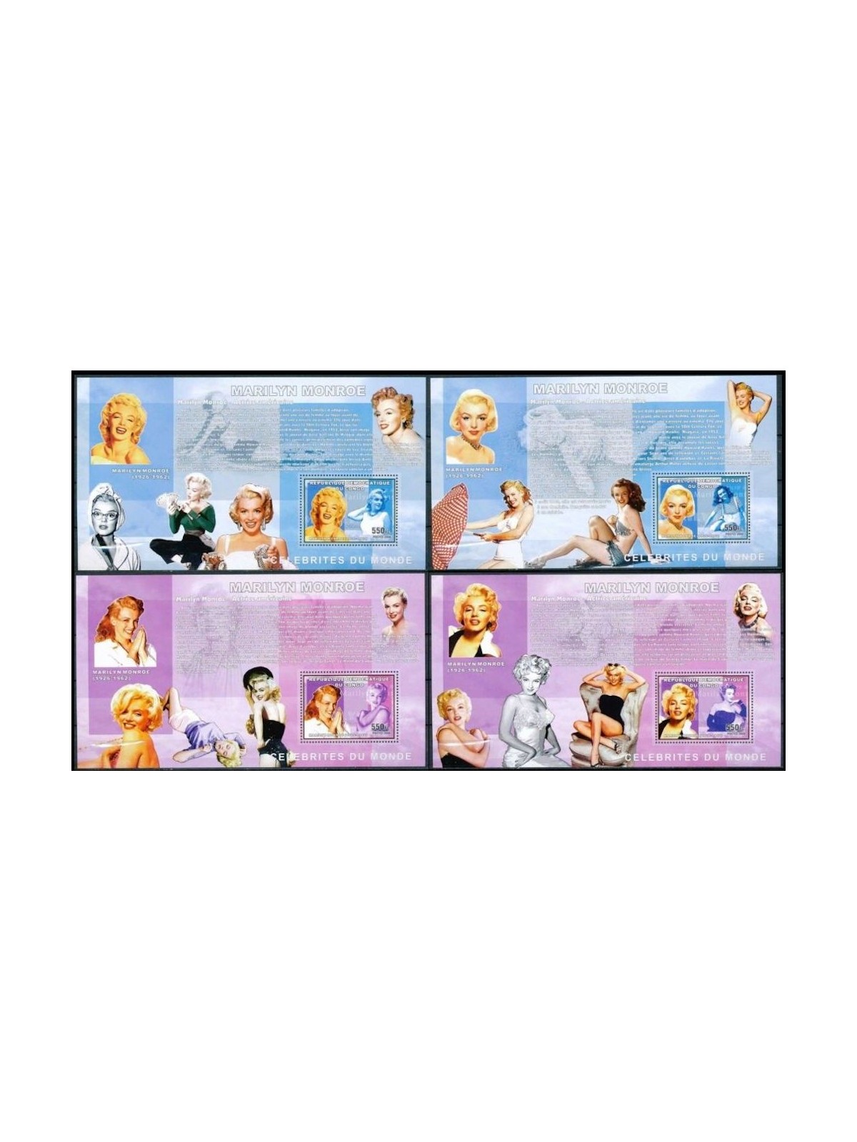 CONGO (KINSHASA) 2006 Marilyn Monroe 4 BF MNH**