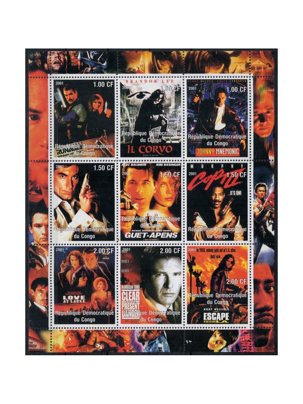 CONGO (KINSHASA) 2001 Cinema, film 9v MNH**