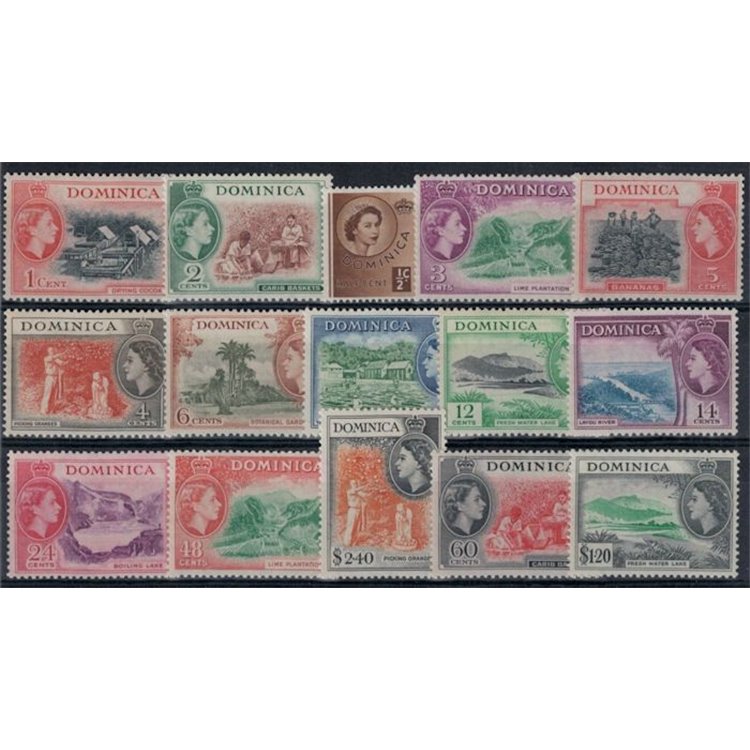DOMINICA 1954 Ordinary series 15v MNH**