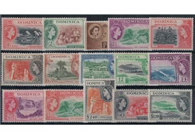 DOMINICA 1954 Serie ordinaria 15v MNH**