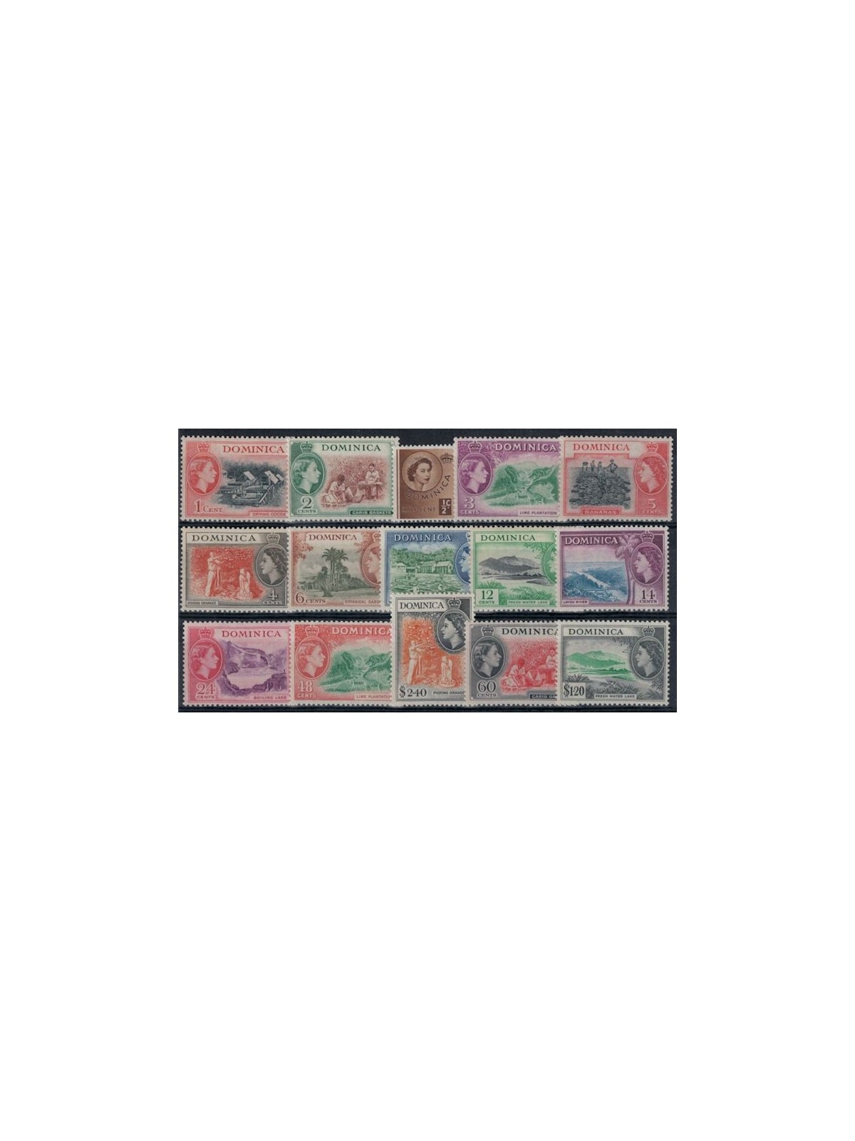 DOMINICA 1954 Ordinary series 15v MNH**