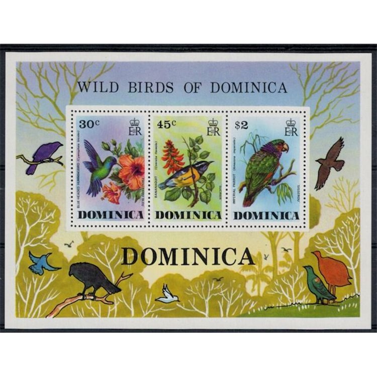 DOMINICA 1976 Fauna, uccelli 1 BF MNH**