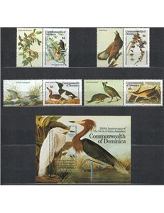DOMINICA 1985 John James Audubon, uccelli 4v + 1 BF MNH**