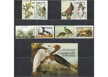 DOMINICA 1985 John James Audubon, birds 4v + 1 s/s MNH**