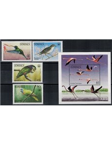 DOMINICA 1984 WWF, Birds 4v + 1 s/s MNH**