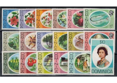 DOMINICA 1975 Serie ordinaria 18v MNH**