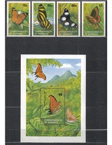 DOMINICA 1982 Fauna, farfalle 4v + 1 BF MNH**