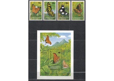 DOMINICA 1982 Fauna, butterflies 4v + 1 s/s MNH**