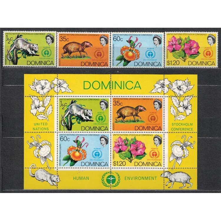 DOMINICA 1972 United Nations Conference 4v + 1 s/s MNH**