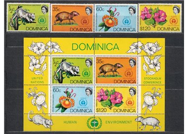 DOMINICA 1972 United Nations Conference 4v + 1 s/s MNH**
